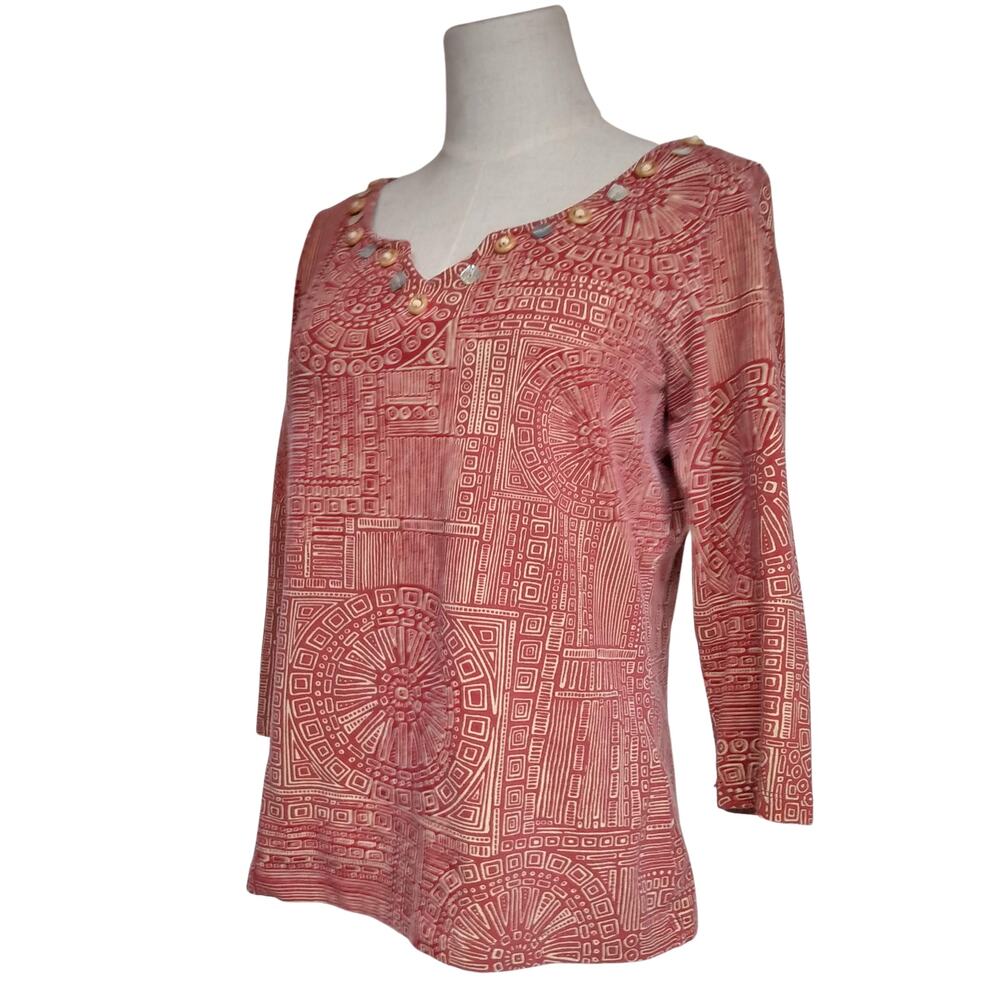 Ruby Rd. Geometric Print Boho Top - Picture 6 of 13